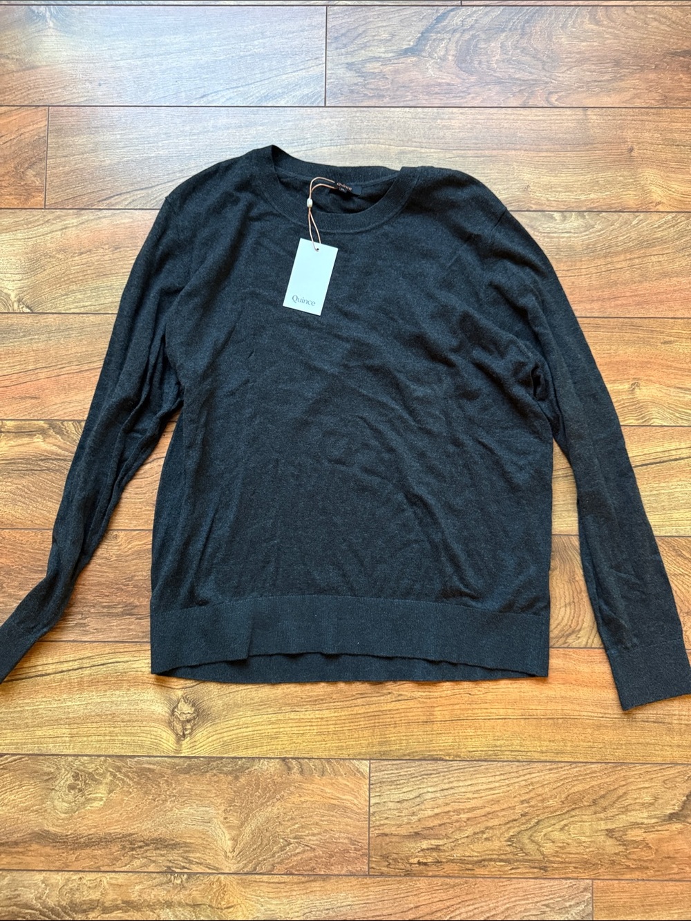 Quince Black Crewneck Lightweight Knit Sweater